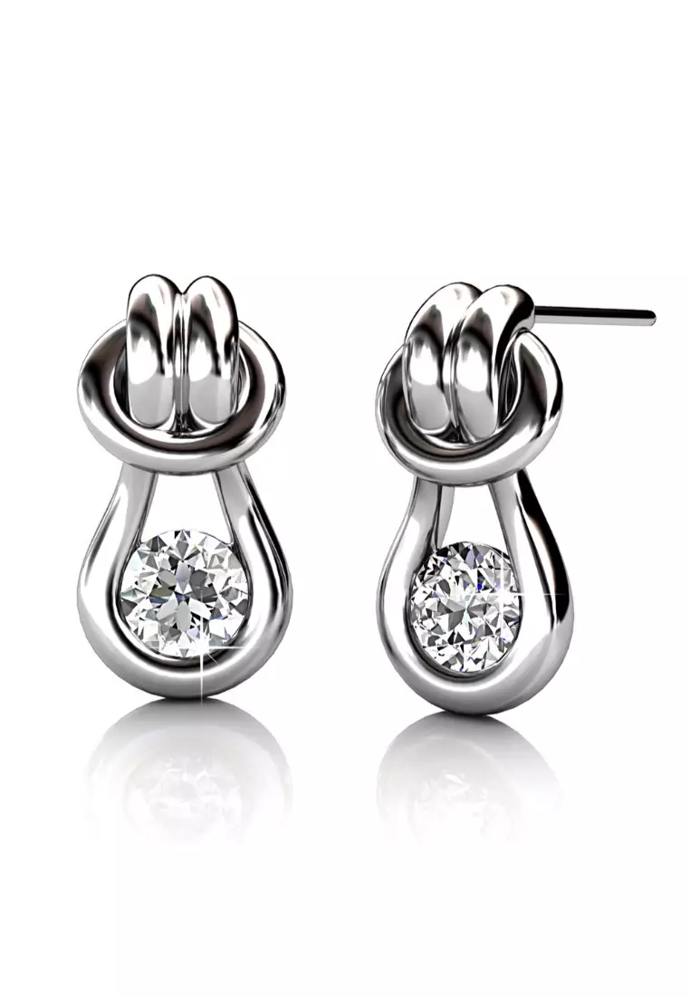 KRYSTAL COUTURE Endulge Earrings Embellished with SWAROVSKI® crystals-White Gold/Clear