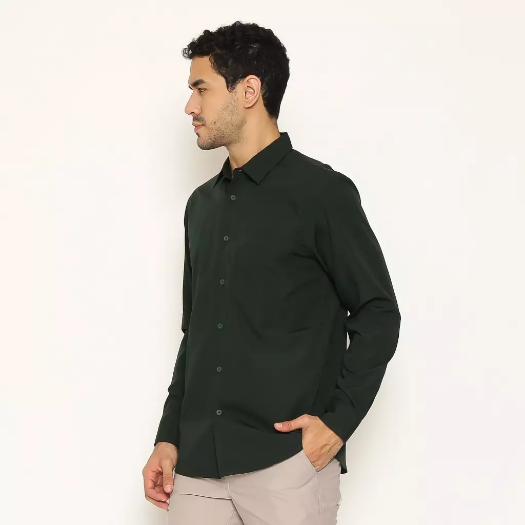 AMK Kemeja Basic Pria Lengan Panjang SHS GINJIRO L/S Green