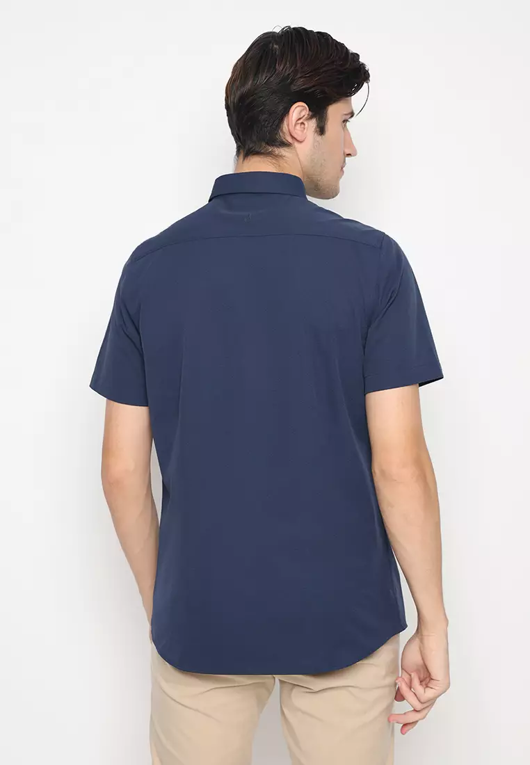 Jobb Egan Kemeja Pria Lengan Pendek Slim Fit Navy