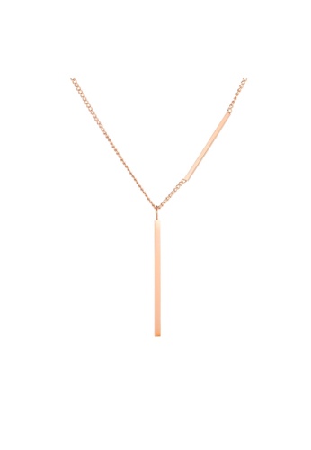 Air Jewellery gold Luxurious Rectangular Bar Necklace In Rose Gold 5DD76ACC870CDDGS_1