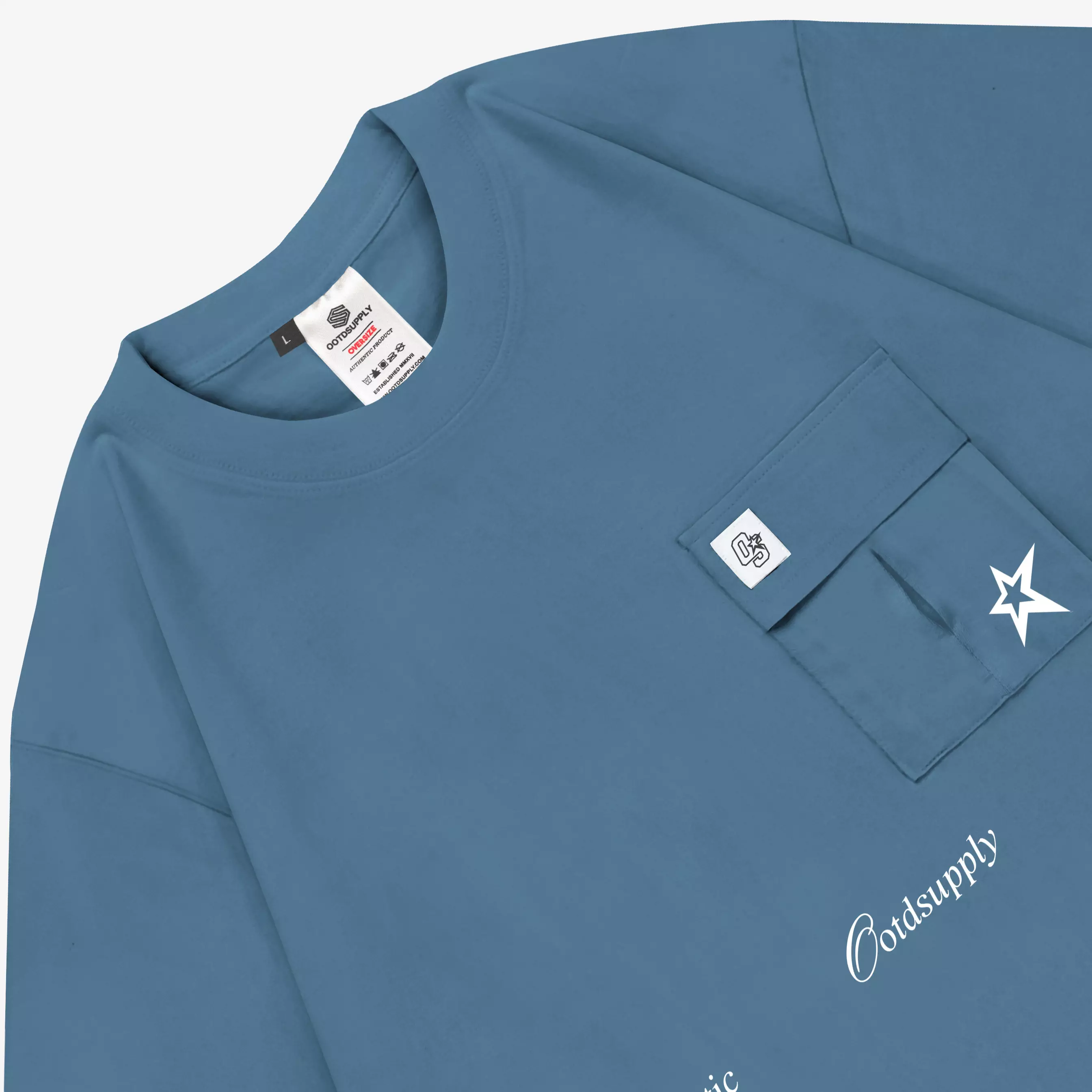 OOTDSUPPLY Pocket Oversized Authentic V.2 Black & Steel Blue I Oversize Pria and Wanita OPCTV2005