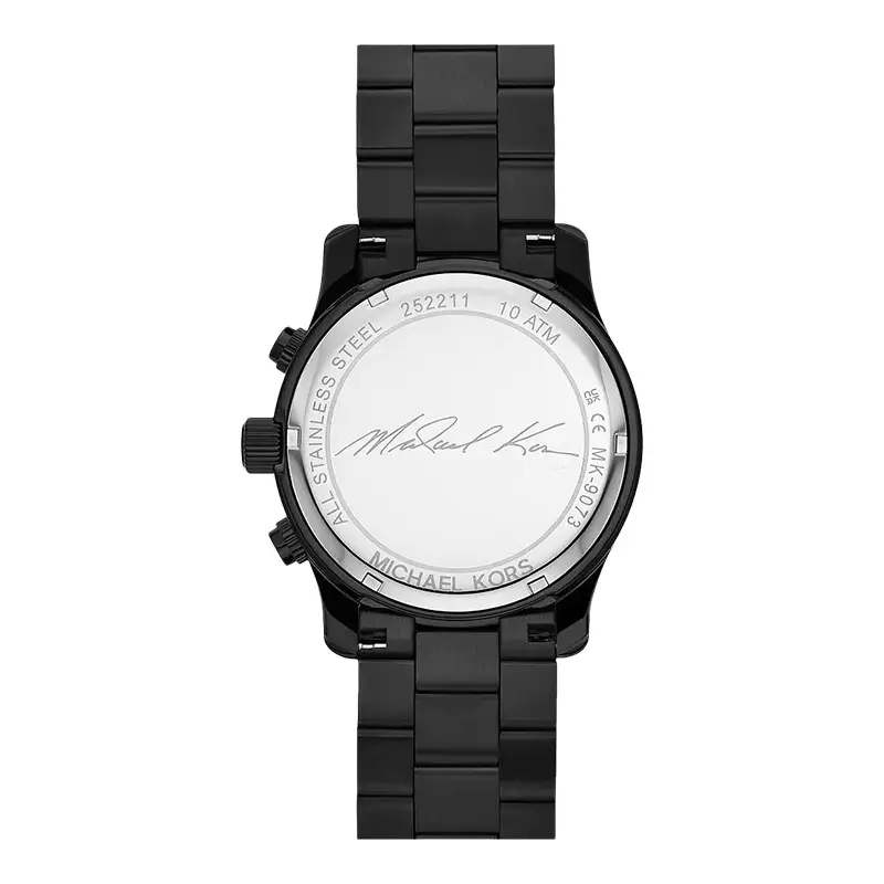 Jam Tangan Pria Michael Kors Runway MK9073 Chronograph Black Dial Black Stainless Steel Strap