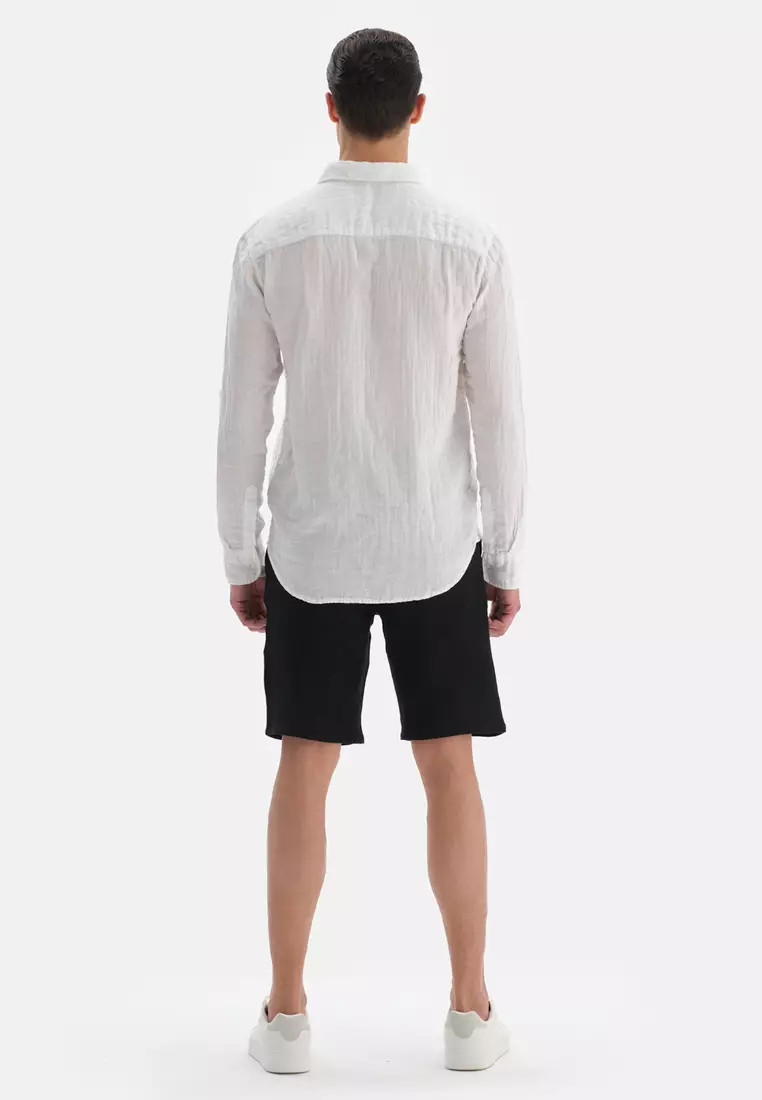 Buy DAG White Shirts Shirt Collar Long Sleeve Beachwear for Men