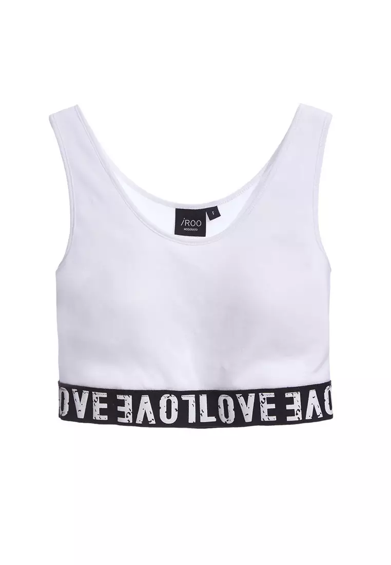 Printed Slogan Crop Tank Top