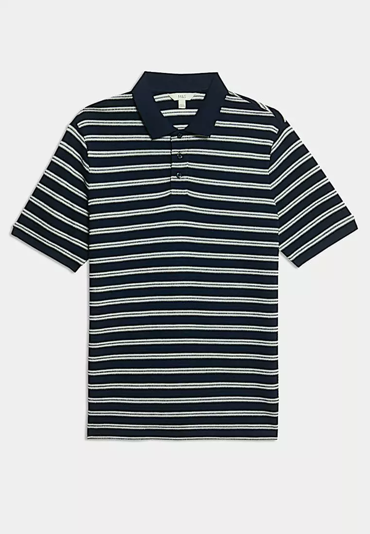 Cotton Rich Striped Polo Shirt