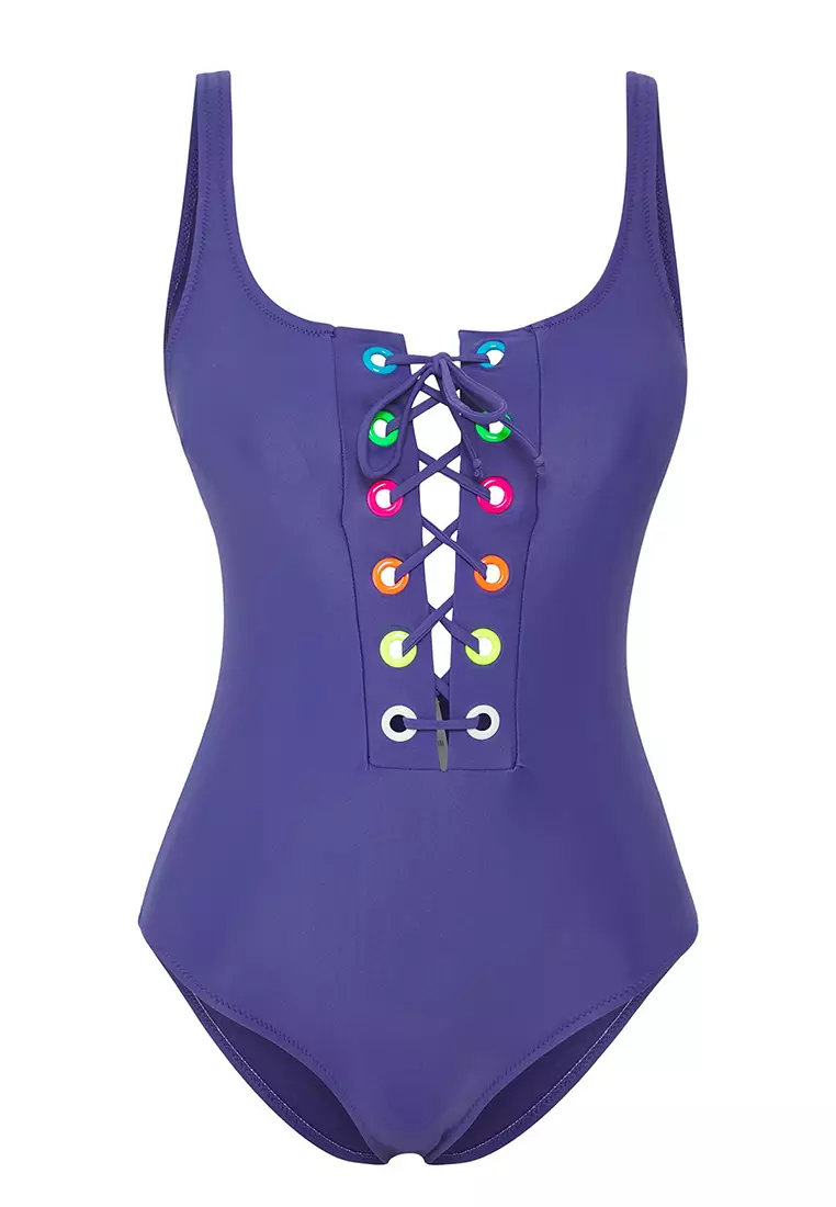 Blue Eyelet Regular Swimsuit Tbess20Ma0137