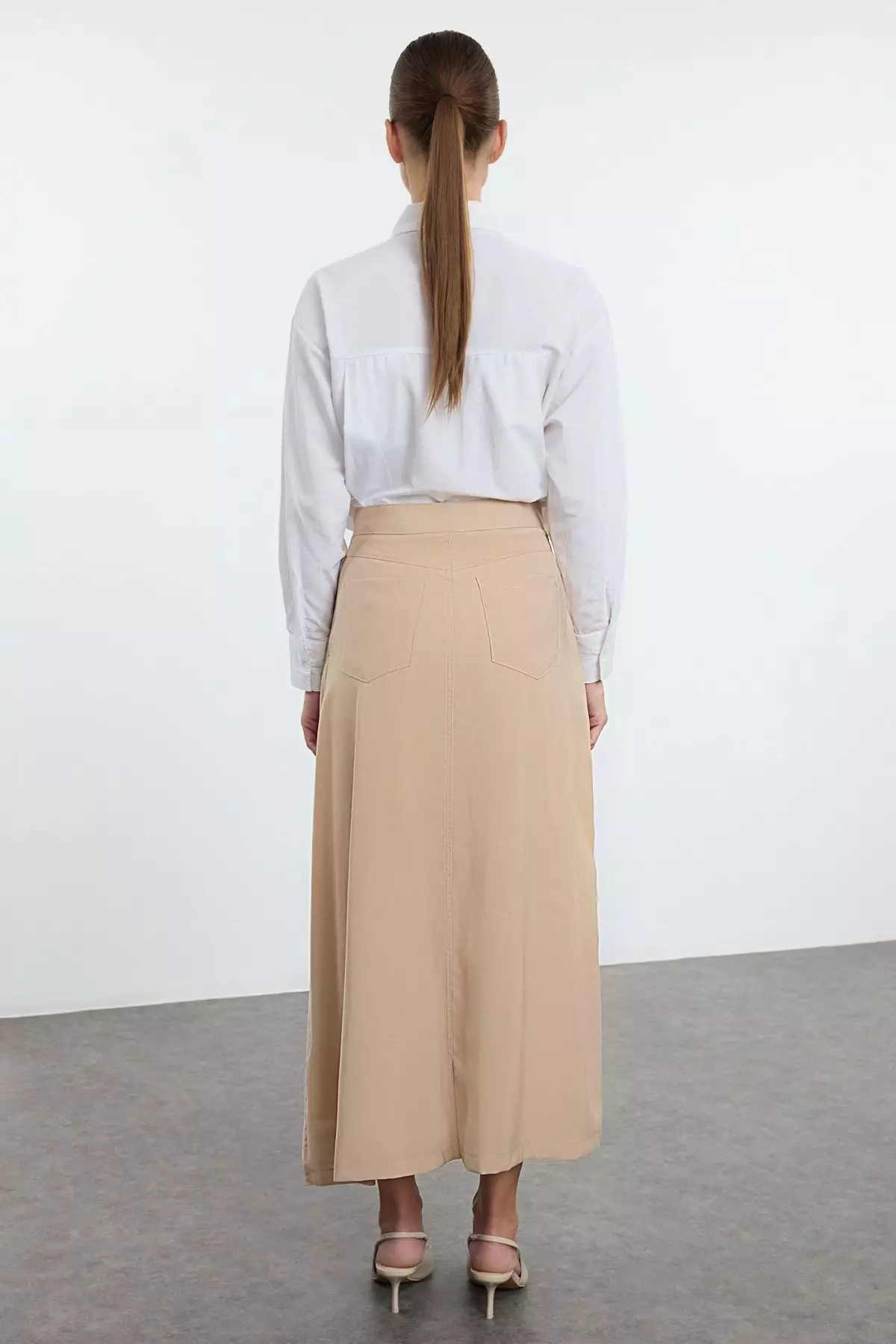 Flap Pocket Detailed Woven Skirt