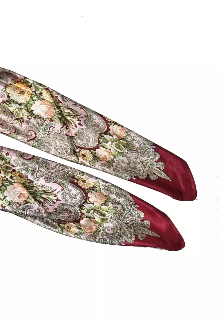 Rosalina Poly-Satin Square Scarf Liver Red