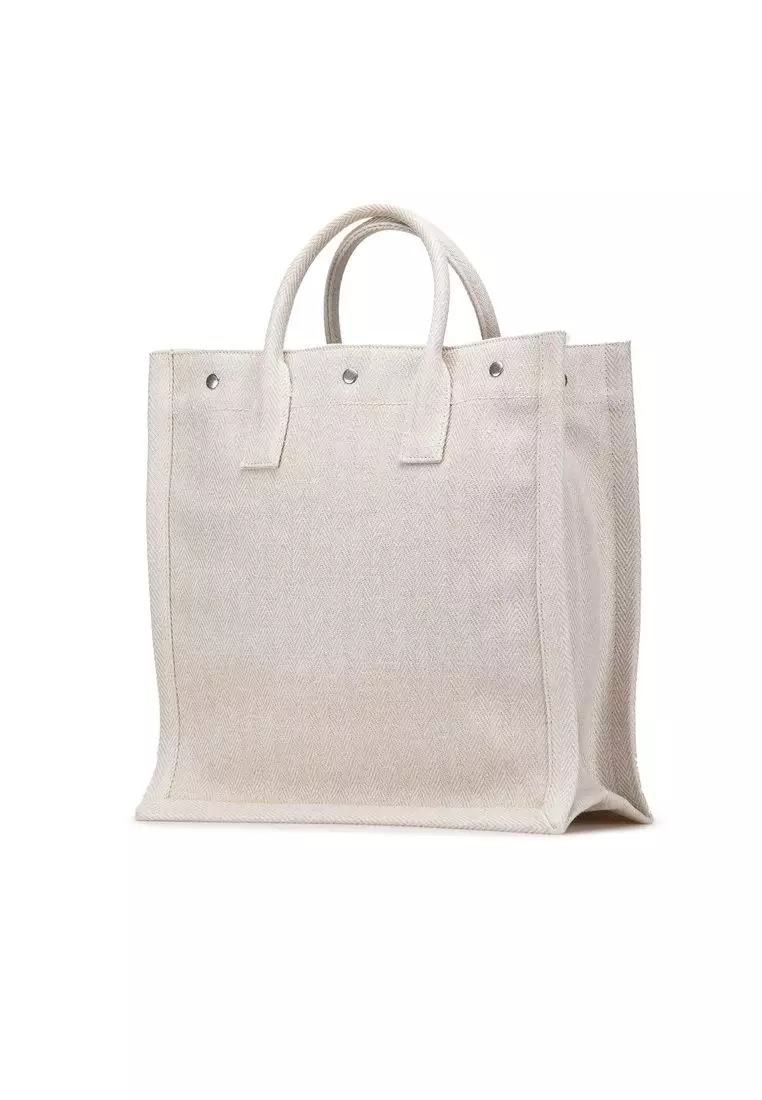 Pre-Loved Saint Laurent Canvas Rive Gauche North South Tote