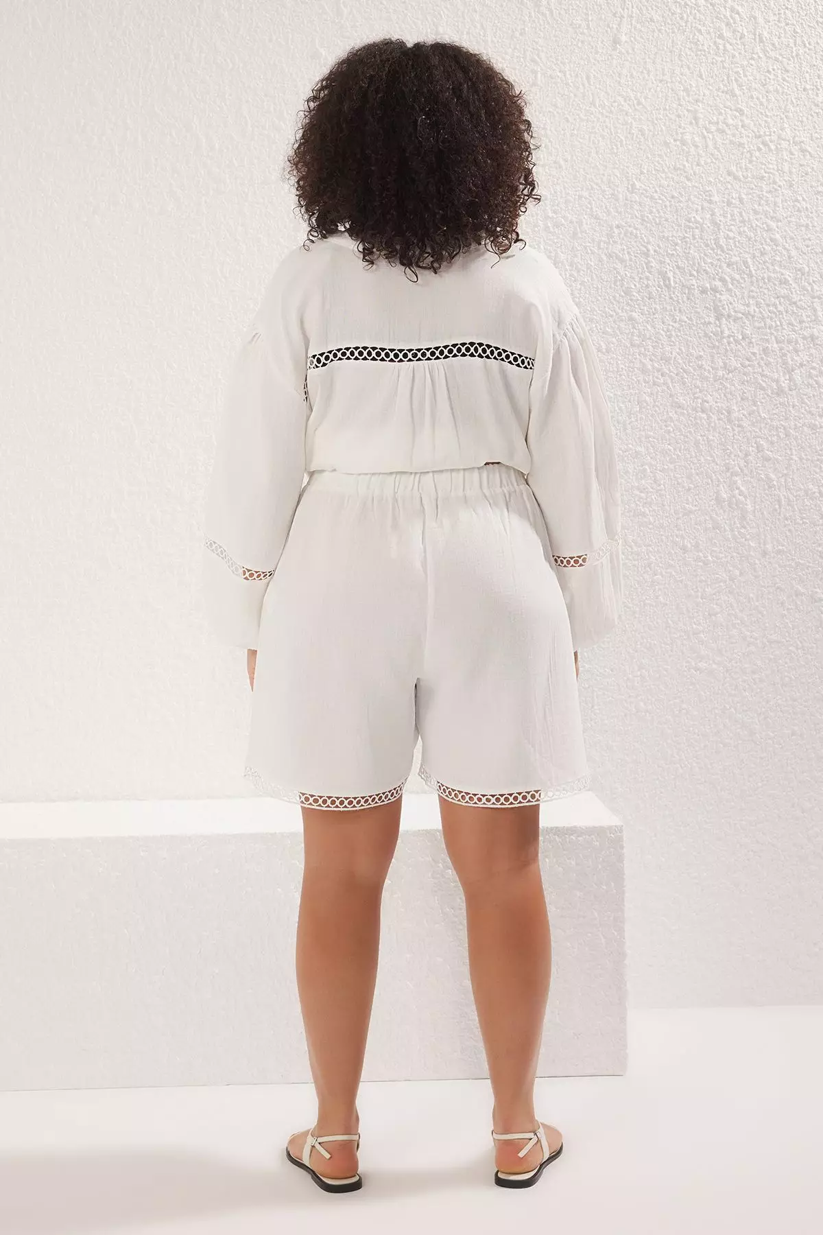 Tassel Tie Detailed Muslin Play Clothing Plus Size Shorts