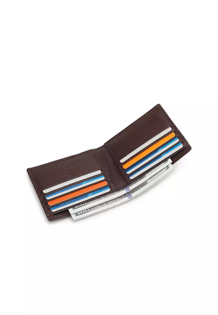 Men's Genuine Leather RFID Blocking Fortune Wallet (Genuine 皮具錢包) - 棕色