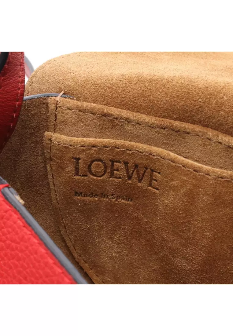 Pre-Loved LOEWE gate bag mini Shoulder bag leather Red