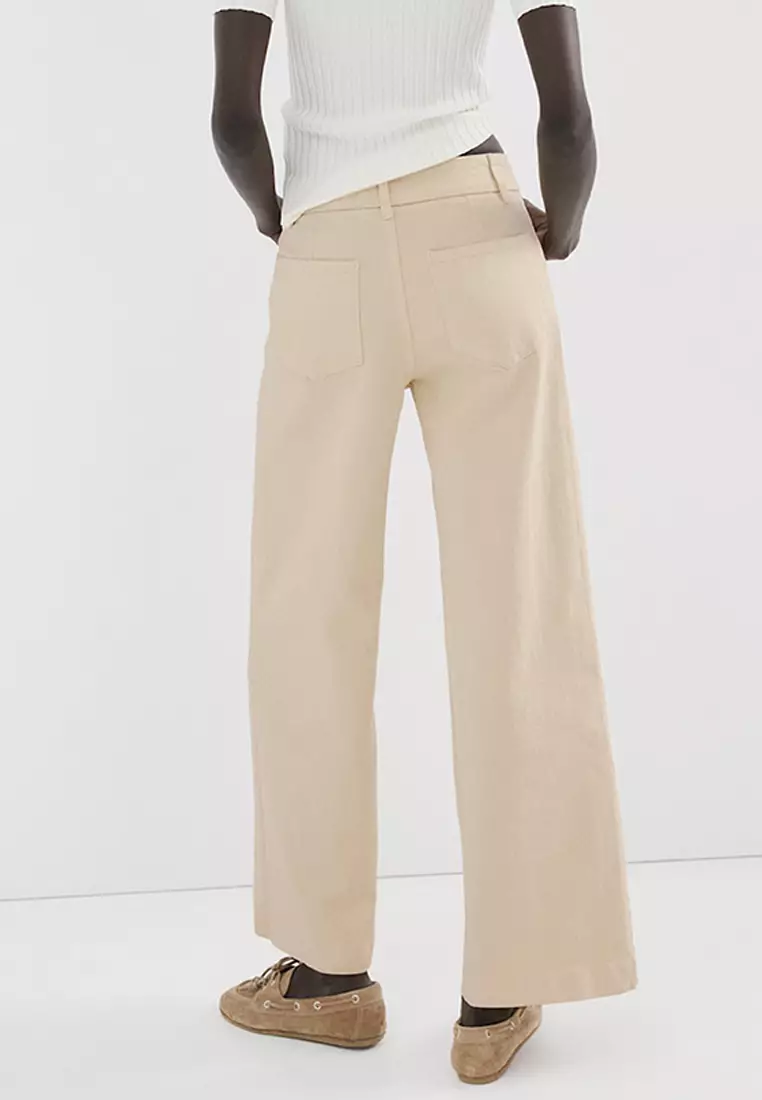 High-Waisted Wide Leg Jeans With Stitching
