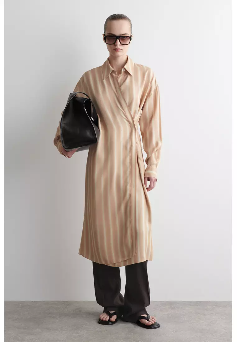 WRAP MIDI SHIRT DRESS