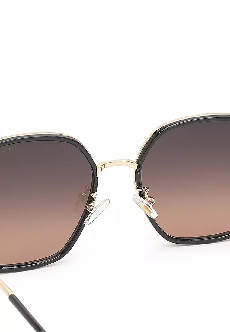 Unisex Fashion Sunglasses - Glossy Black / Grey-Orange