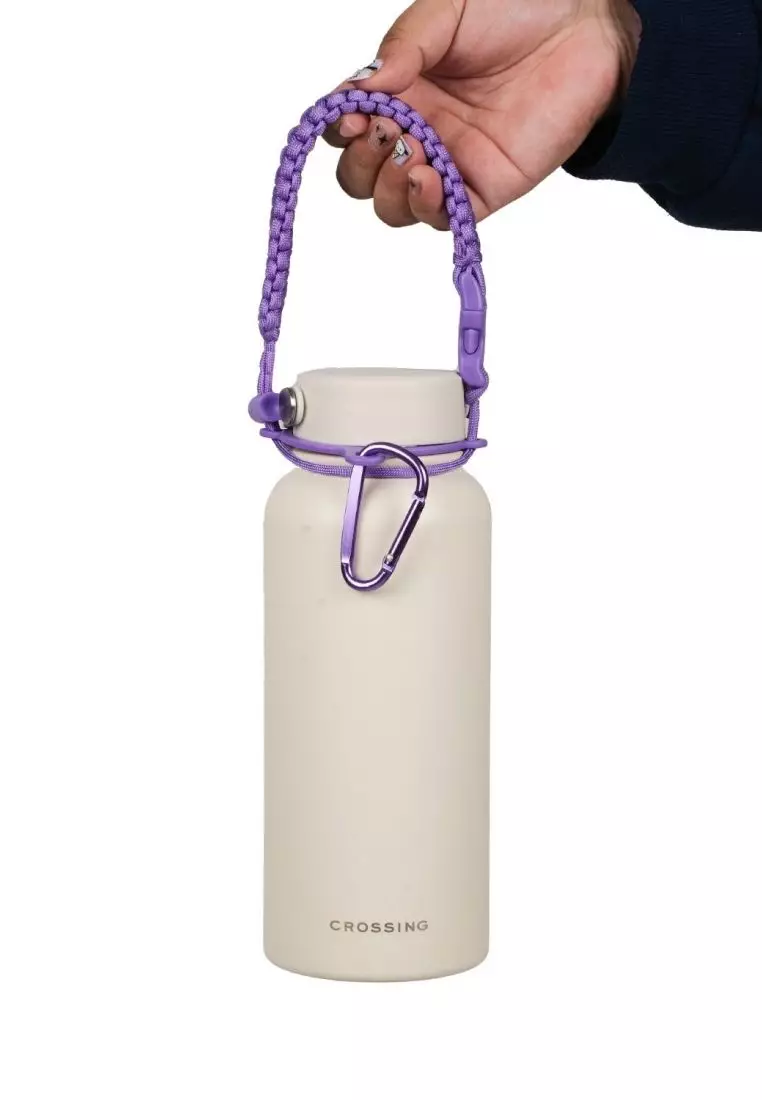 Crossing Paracord Bottle Carrier Strap with Carabiner - Purple