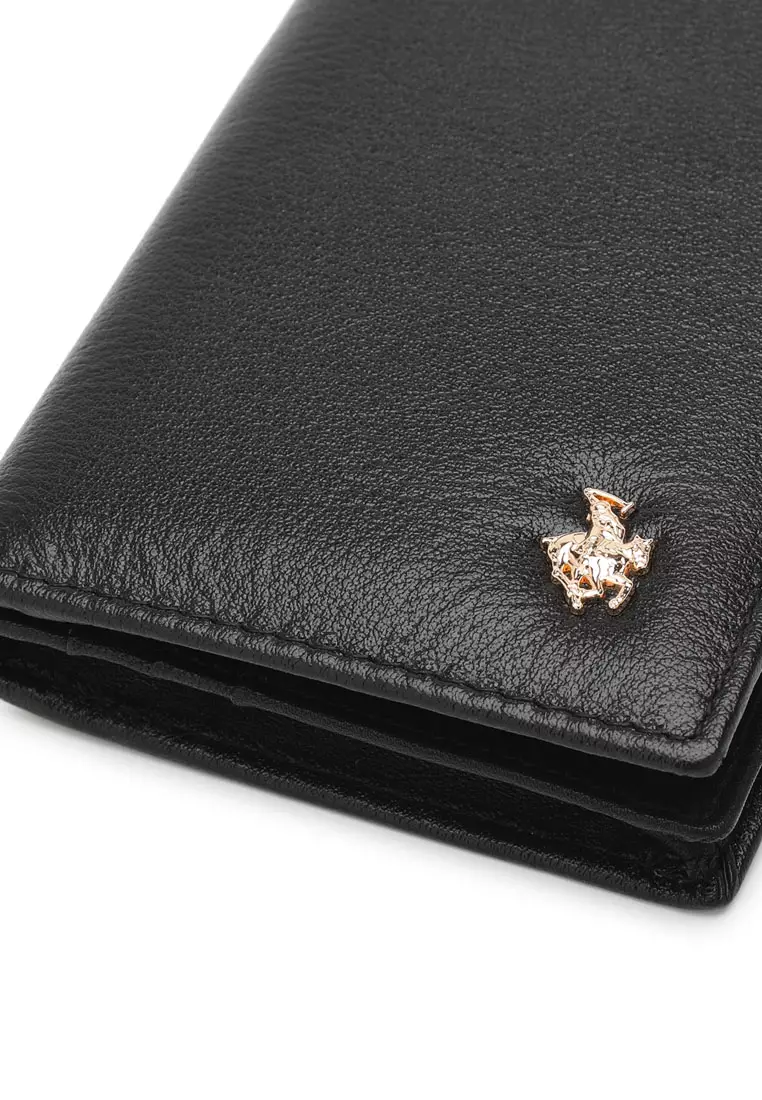 Genuine Leather RFID Long Wallet - Black