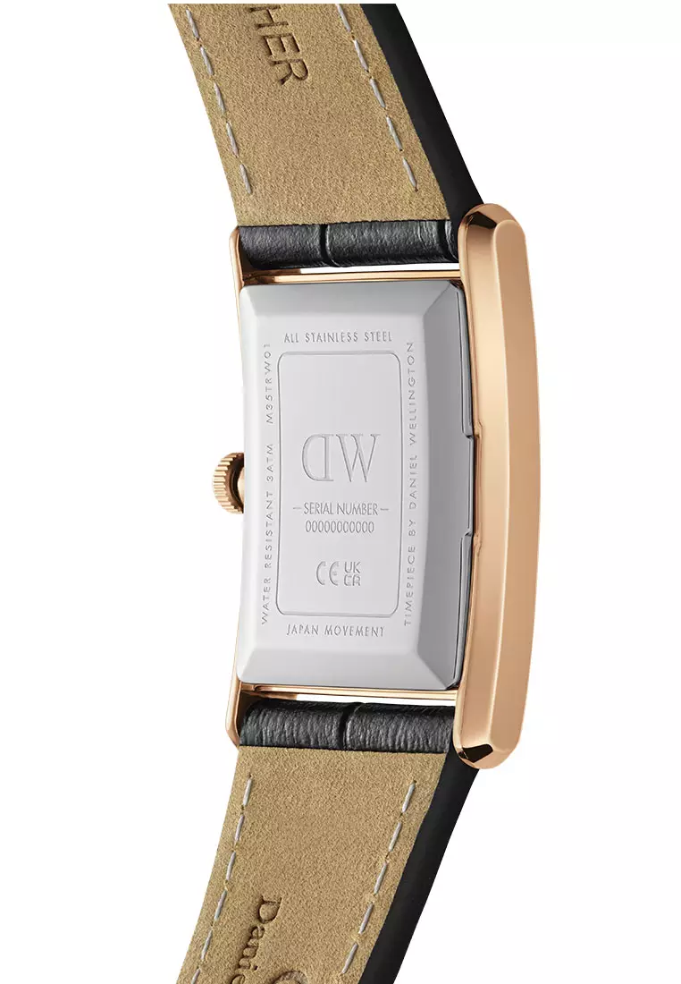 Bound 35x24mm Black Crocodile - Rose Gold - WhiteDial - Fashion Watch for men - Croc Leather Strap WatchDial - Fashion Watch - DW Official - Authentic Jam Tangan lelaki