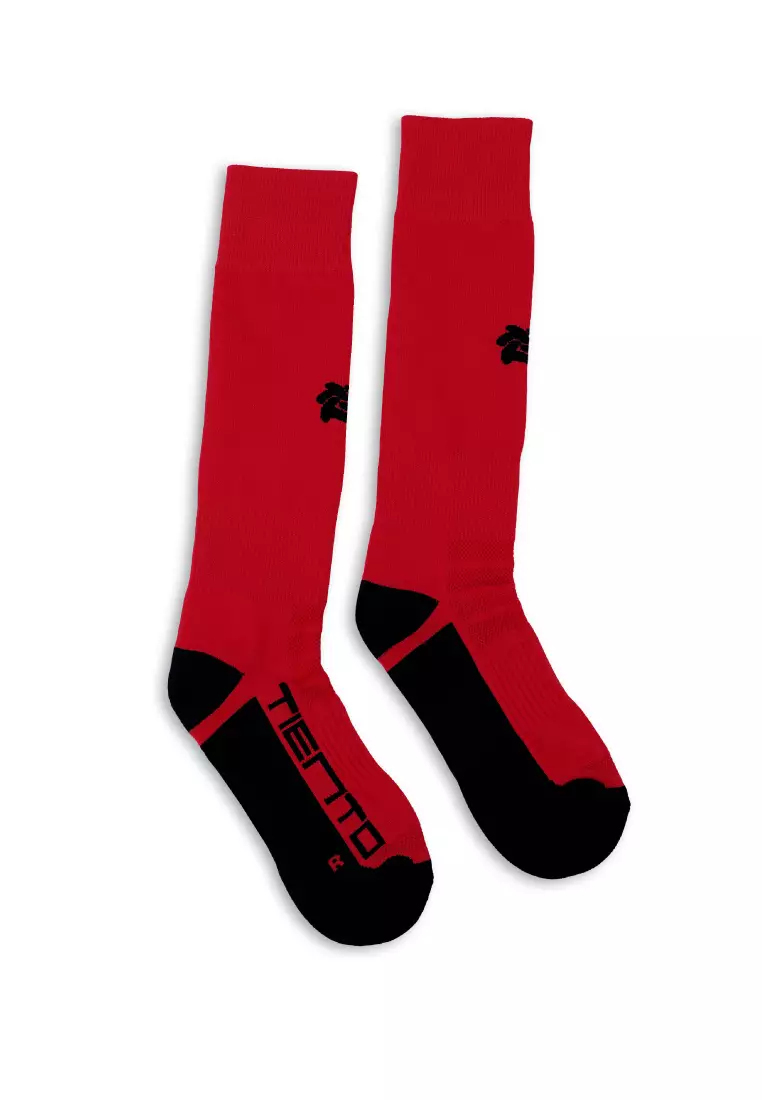 Tiento Sports Socks Kaos Kaki Olahraga Sebetis Running Futsal Sepakbola Anti Bakteri Red