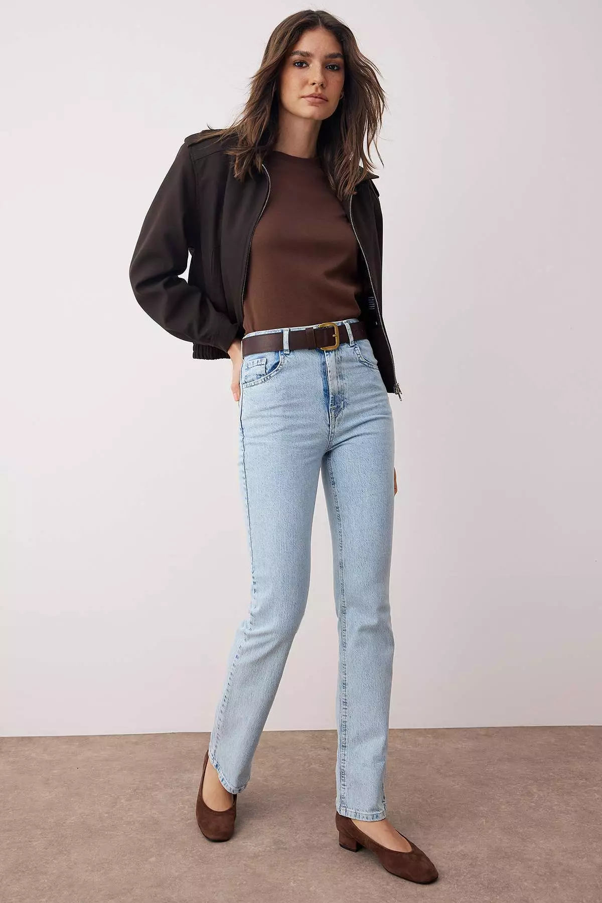 High Waist Straight Cut Comfort Jeans
