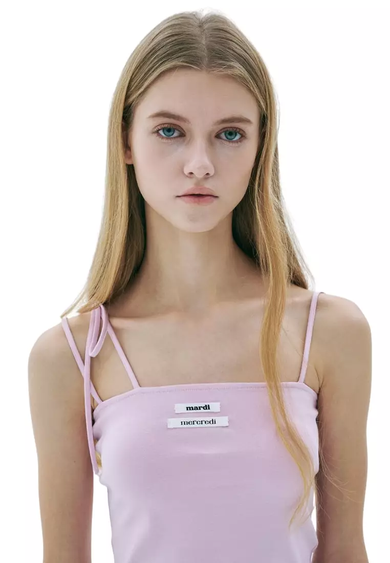 Sleeveless Double Label ribbon Detail - Pink