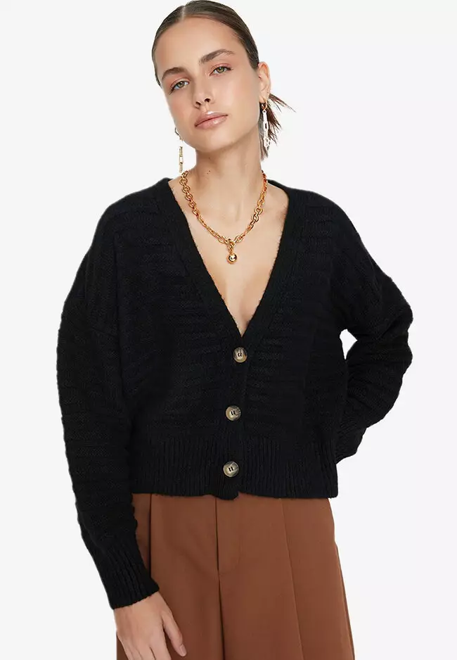 Topshop horn button sales crop cardigan