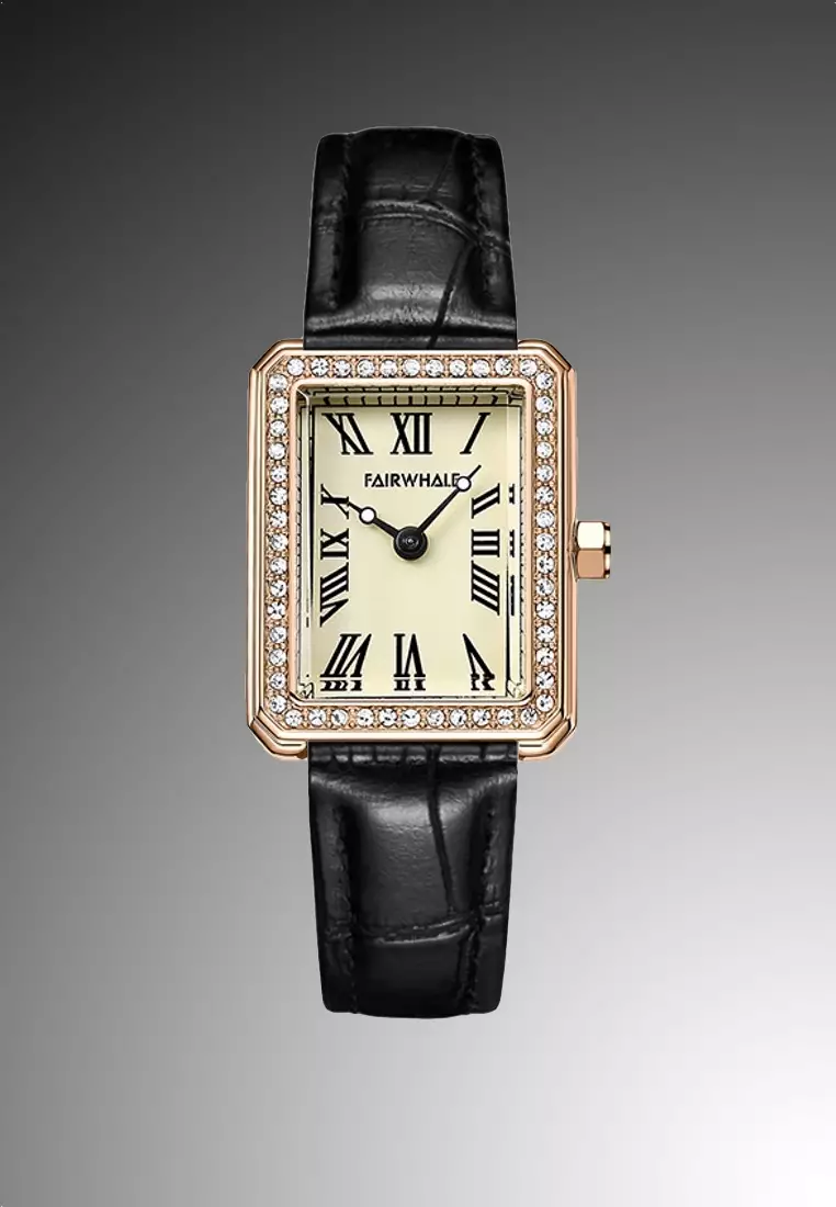 Zalora Exclusive - Ladies IP Rose Gold and Stainless Steel Quartz Watch, 23mm Watch Case Height, Back Leather Strap