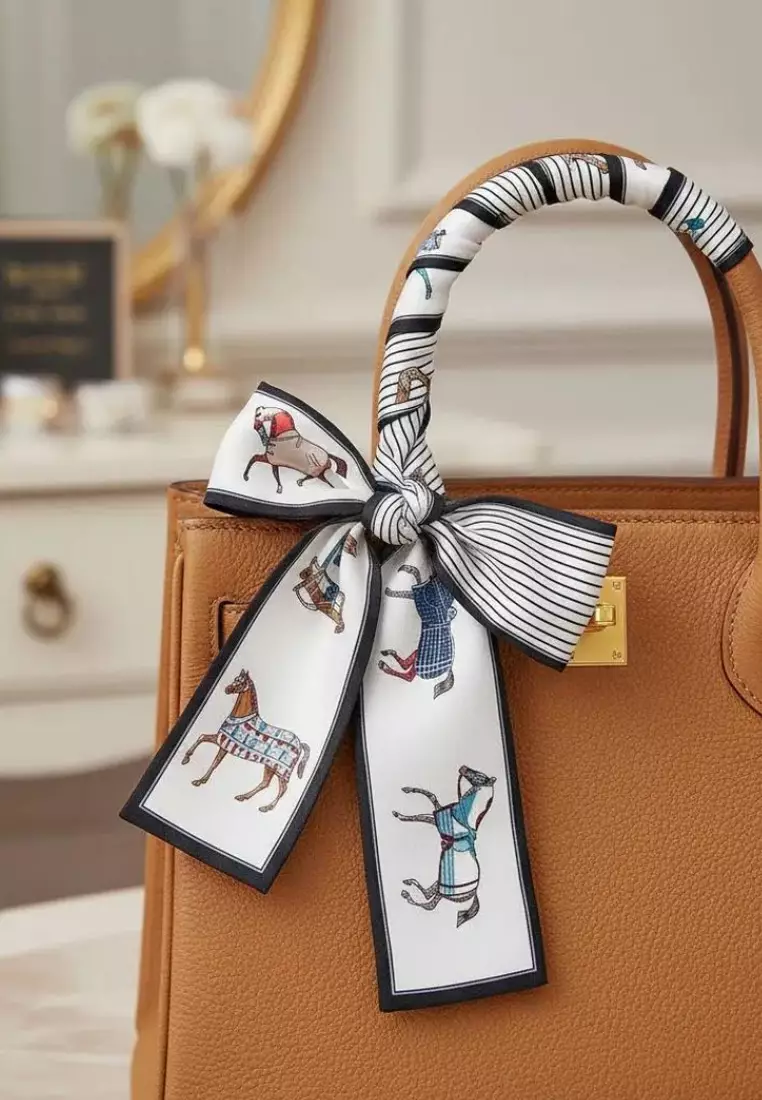 Aksesoris Wanita Horse & Stripes Twilly Skinny Multi purpose Scarf White, Multi & Black