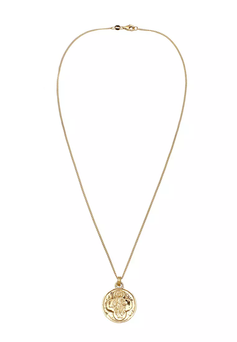 Kalung Perhiasan Perak 925 Wanita Madonna Figure Pendant Gold Plated