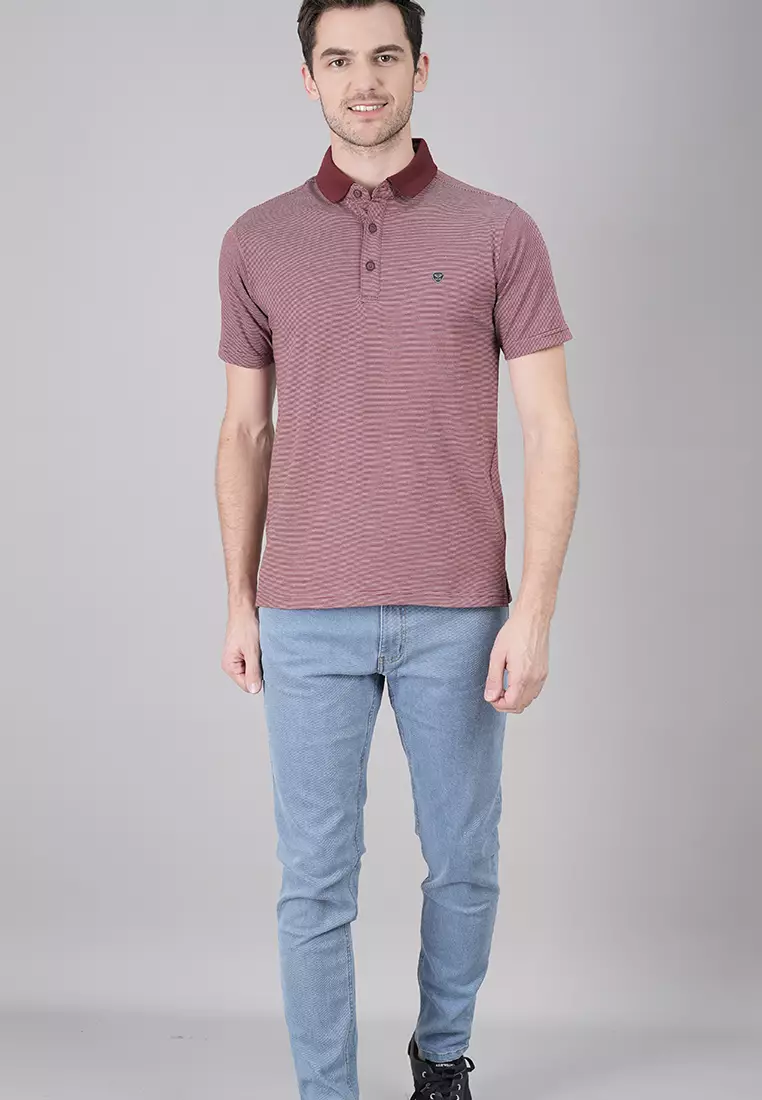 LGS - Kaos Casual Pria - Kaos Kerah Wangky - Lengan Pendek - Maroon - JWS.324.L3128F.01