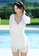 A-IN GIRLS white Elegant mesh-paneled swimsuit 30366US79F005BGS_5