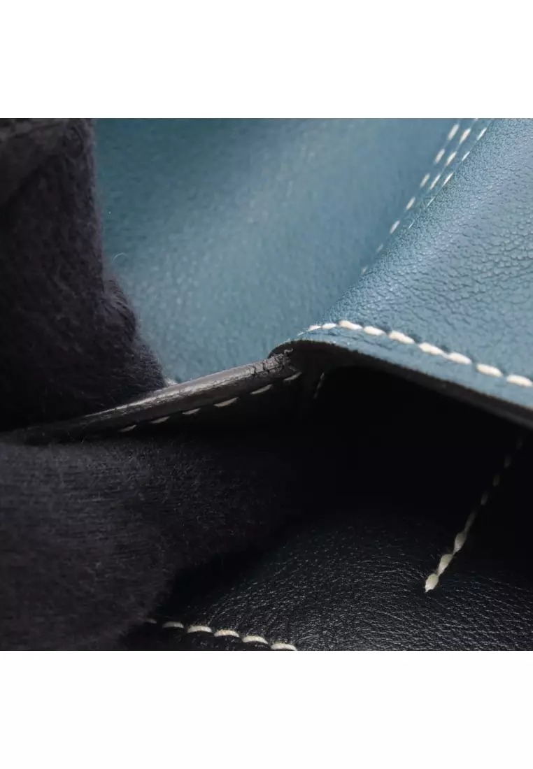 Pre-Loved Hermès Double Sense 28 Blue Thalassa Handbag tote bag Sikkim leather blue Navy reversible □JO刻印