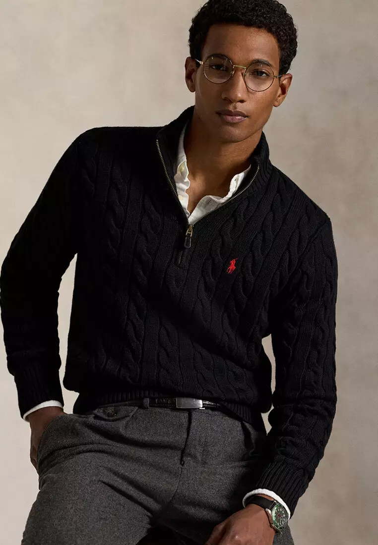 Buy Polo Ralph Lauren Cable-Knit Cotton Quarter-Zip Sweater 2025