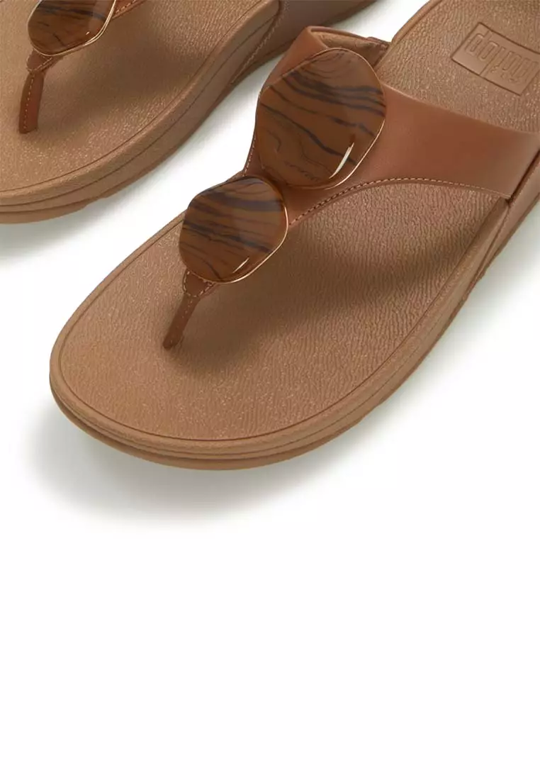 FitFlop LULU Marbled-Stone Toe-Post Sandals - Deep Tan (A4T-C15)