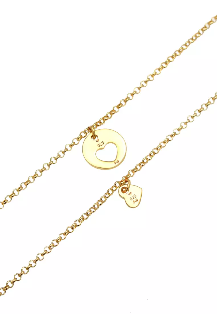 Gelang Perhiasan Perak 925 Wanita Mother Daughter Set Heart Plate