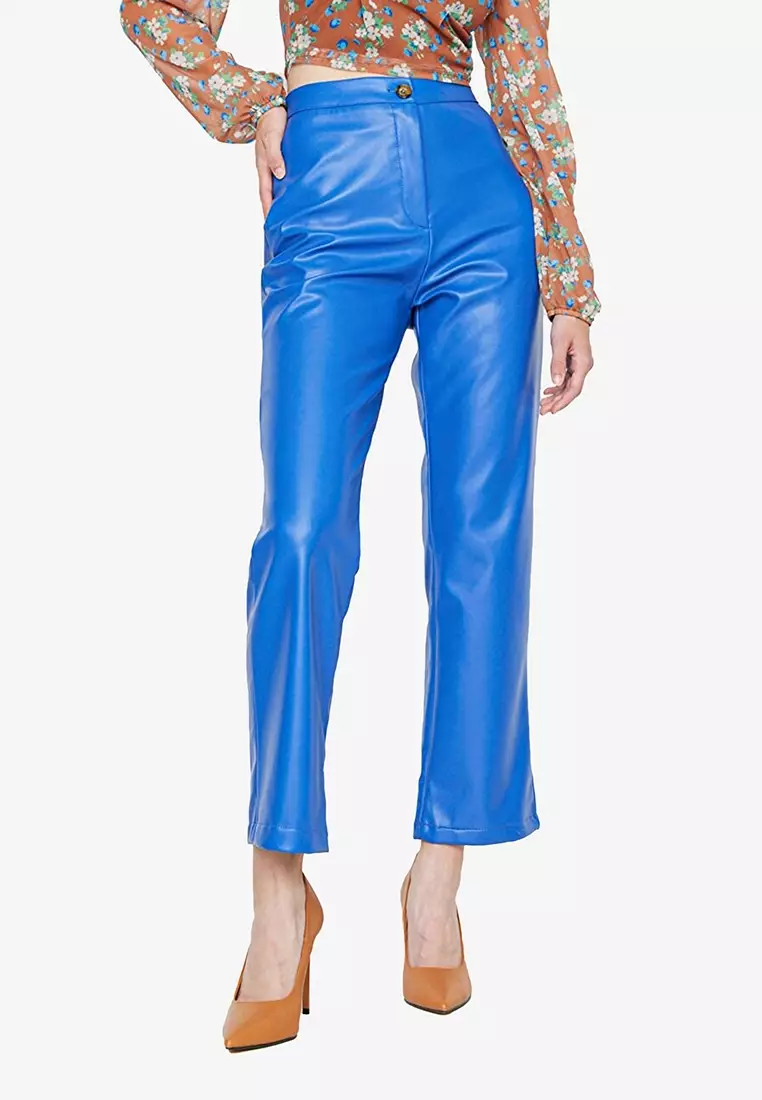 Trendyol Plus Size Black Faux Leather Pants 2024, Buy Trendyol Online