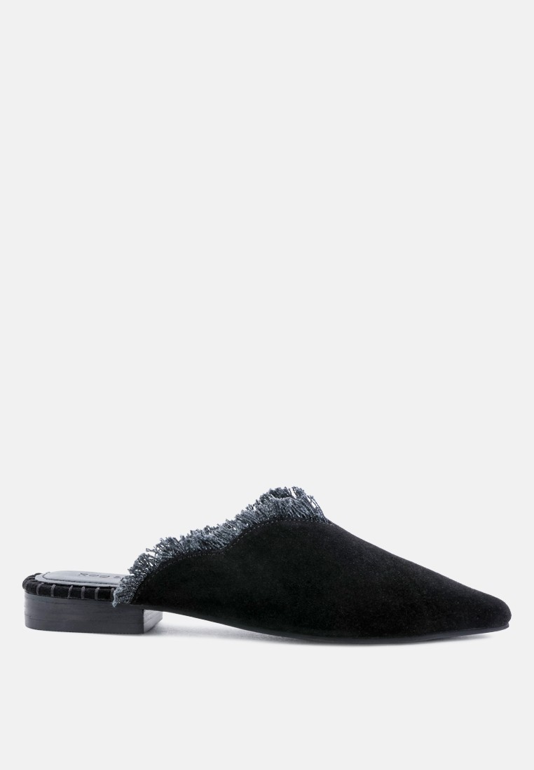Frayed Leather Mules
