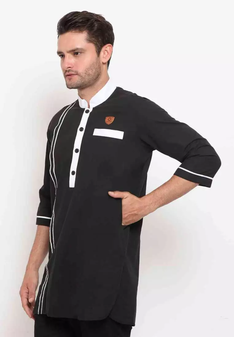 Zayidan Baju Koko Gamis Muslim Pria Emran - Hitam