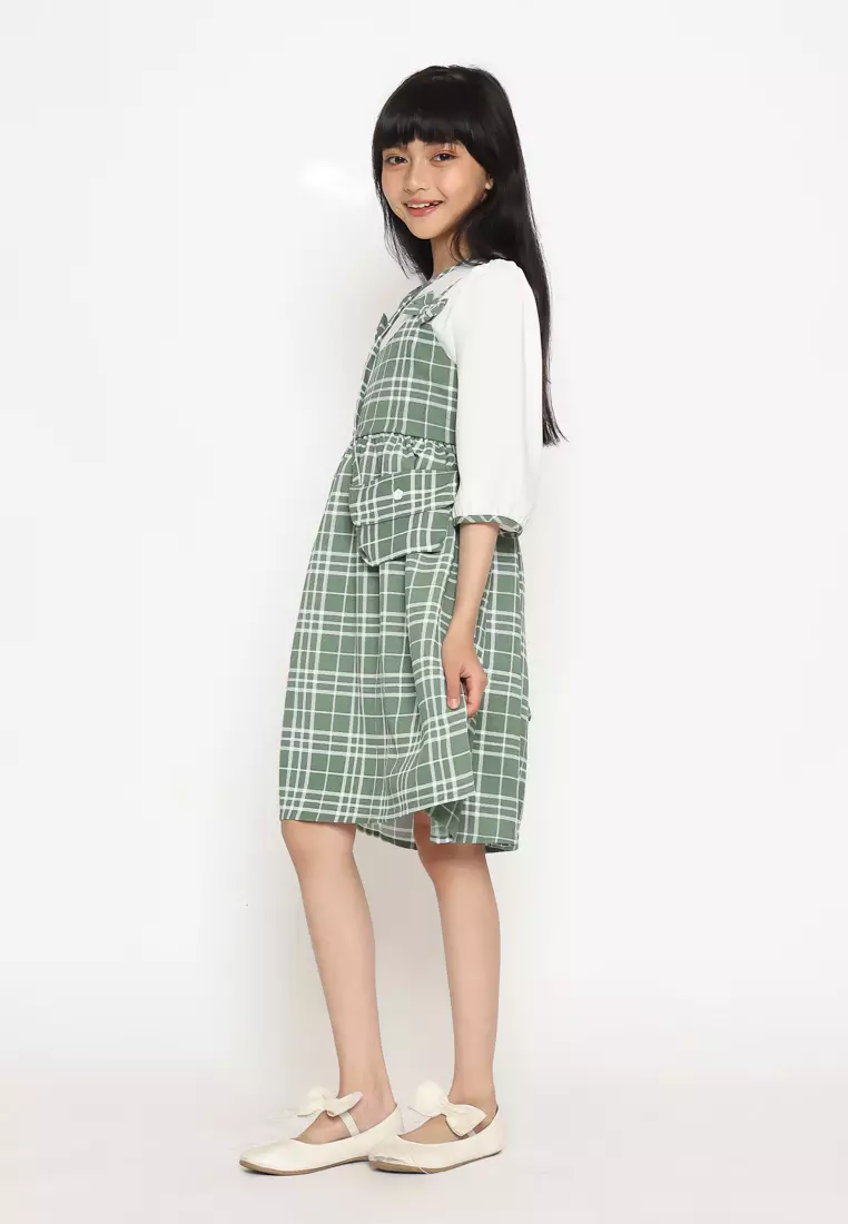 Dress Anak Perempuan Kotak Pita Green - CUTE