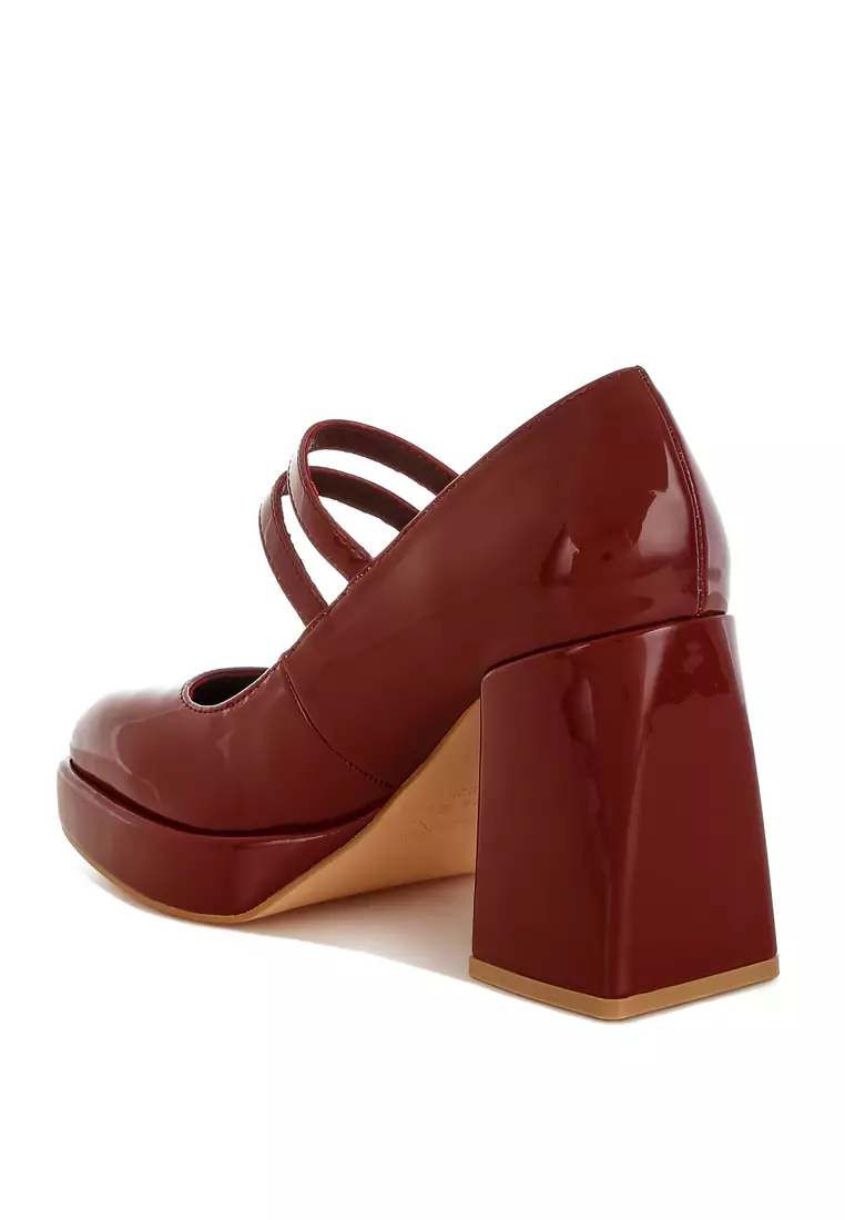 Sandal Mary Jane Tali Ganda Warna Merah Tua