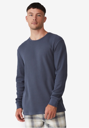 Cotton On blue Textured Long Sleeves T-Shirt F1C98AABC0D9ACGS_1