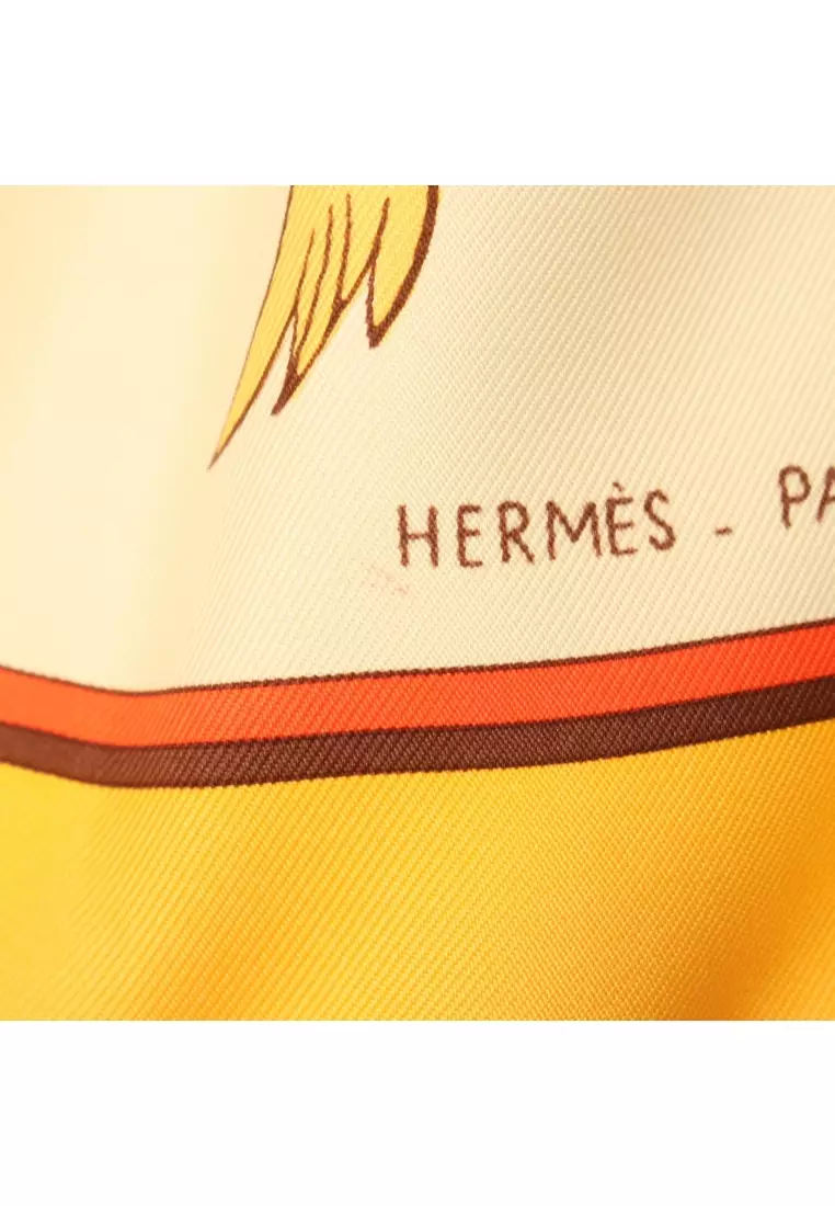 Buy Hermès Pre Loved Hermès Carres 90 Hemispharium Coeli Boreale Scarf Silk Orange Multicolor