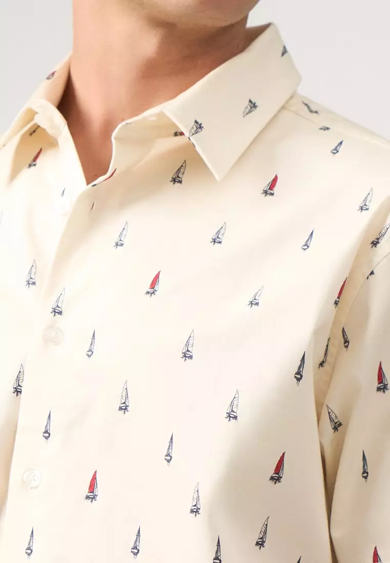 Regular Fit Button Down Printed Shirt