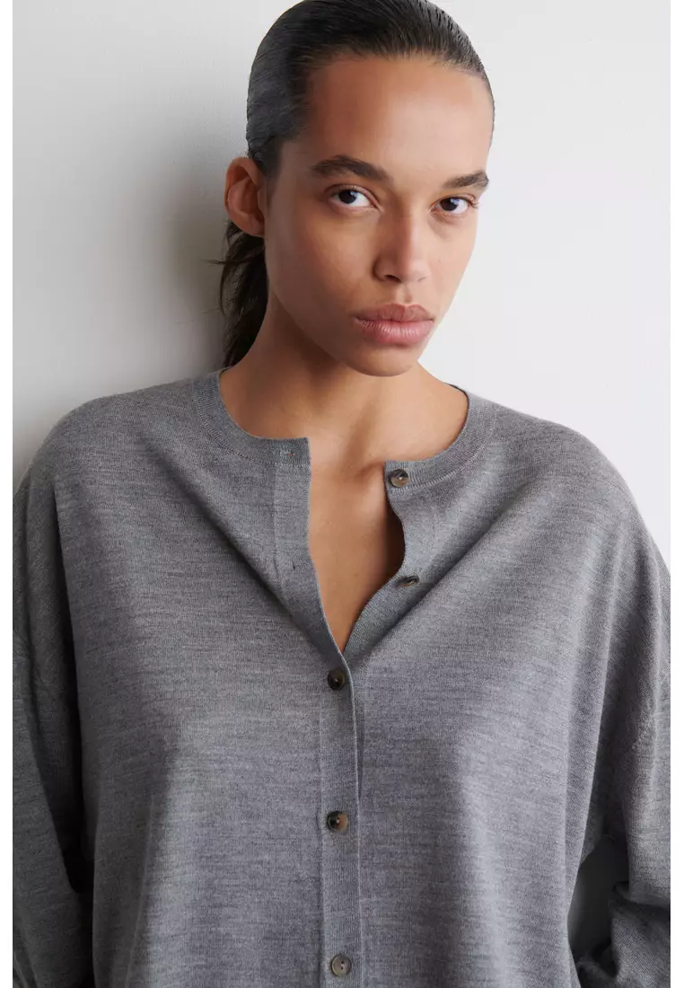 CIRCLE-CUT MERINO WOOL CARDIGAN