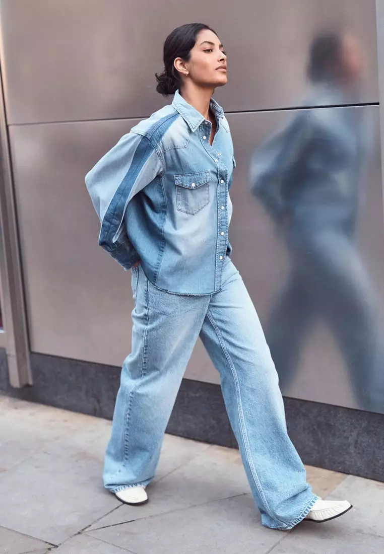Mid Blue Wide Leg Jeans