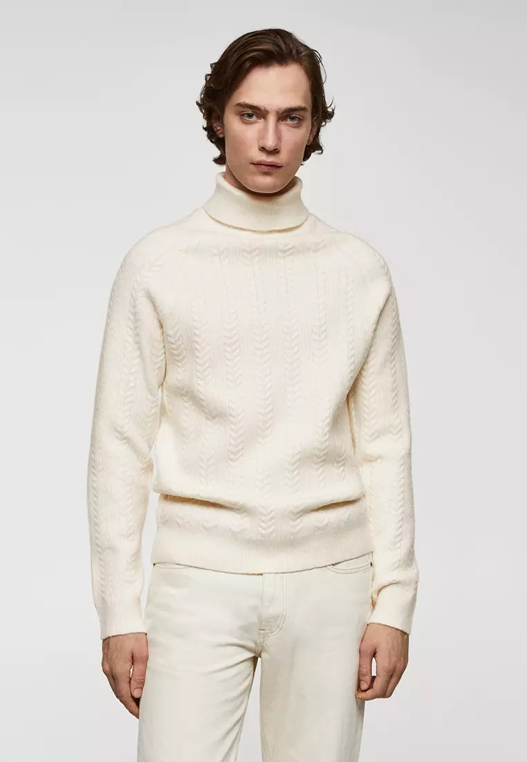 Mens ivory turtleneck sweater sale