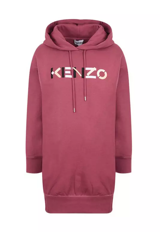 Logo Embroidered Hoodie Dress in Blackberry