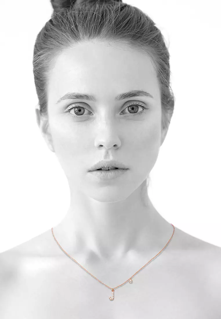 Solid 925 Sterling Silver Initial Crystal Personalised Alphabet Letter Necklace Rose Gold Filled - J