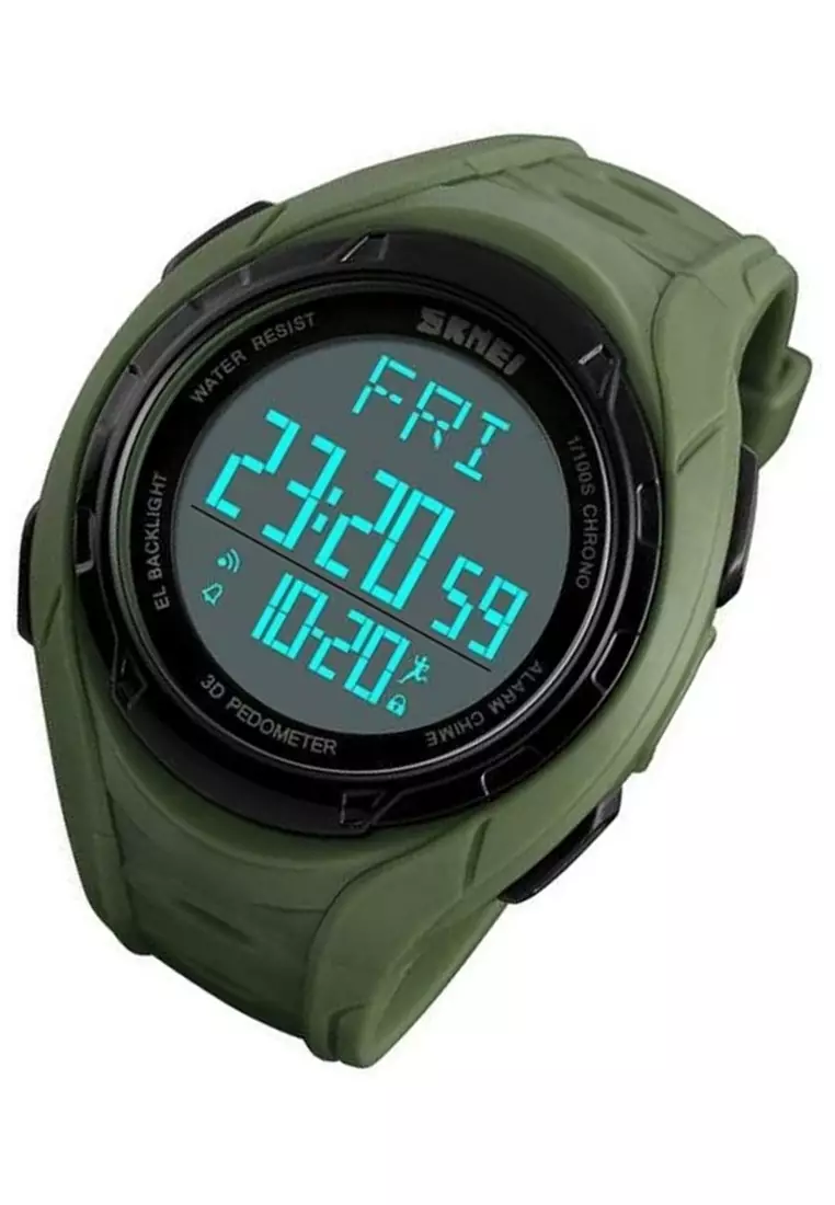 Jam Tangan Olahraga Pria Pedometer 3D Waterproof 50m Strap Tali Material Silikon QE12 ORIGINAL
