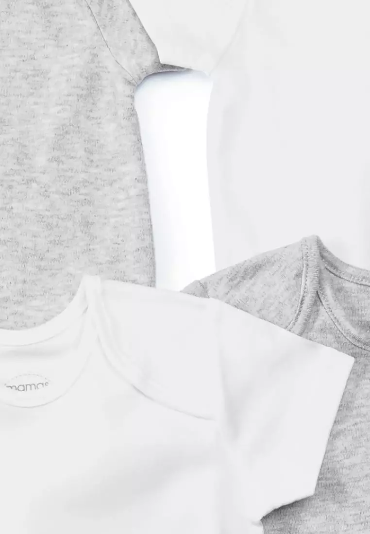 Grey Short Sleeved Ba Bodysuit Multipack Set Of 5